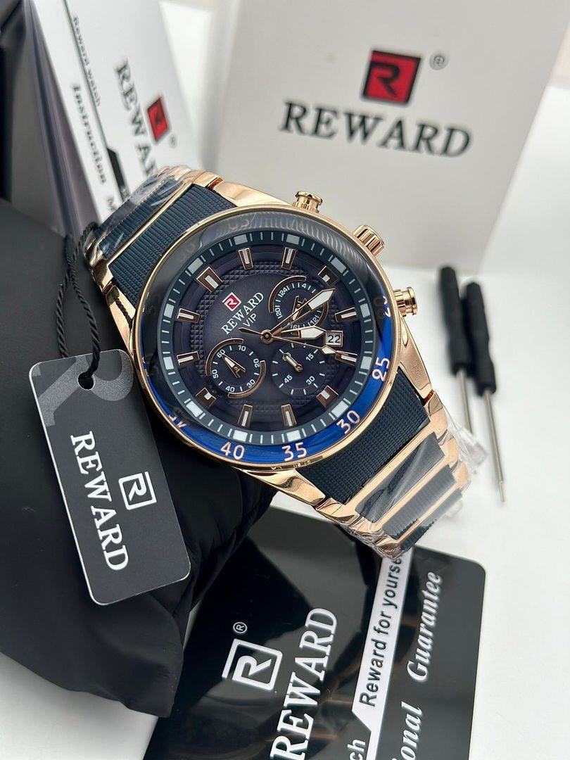 RELOJ REWARD VIP CRONÓGRAFO EN COLOR DORADO Y AZUL OSCURO/ORIGINAL