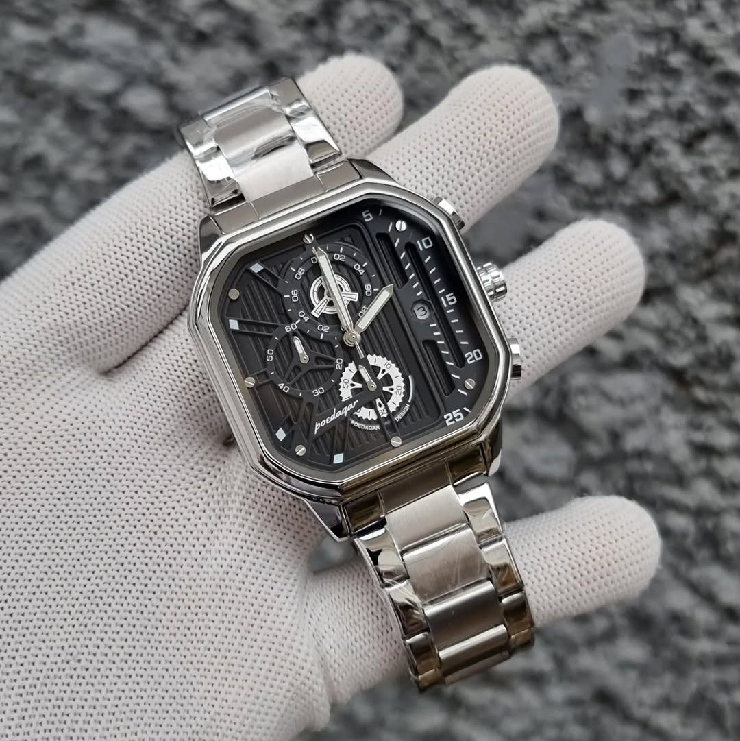 RELOJ POEDAGAR CRONÓGRAFO ACERO PLATEADO