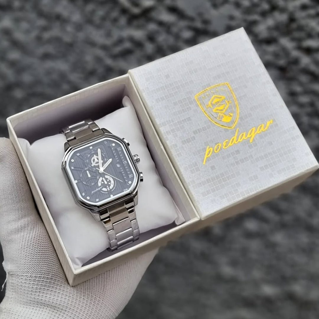RELOJ POEDAGAR CRONÓGRAFO ACERO PLATEADO