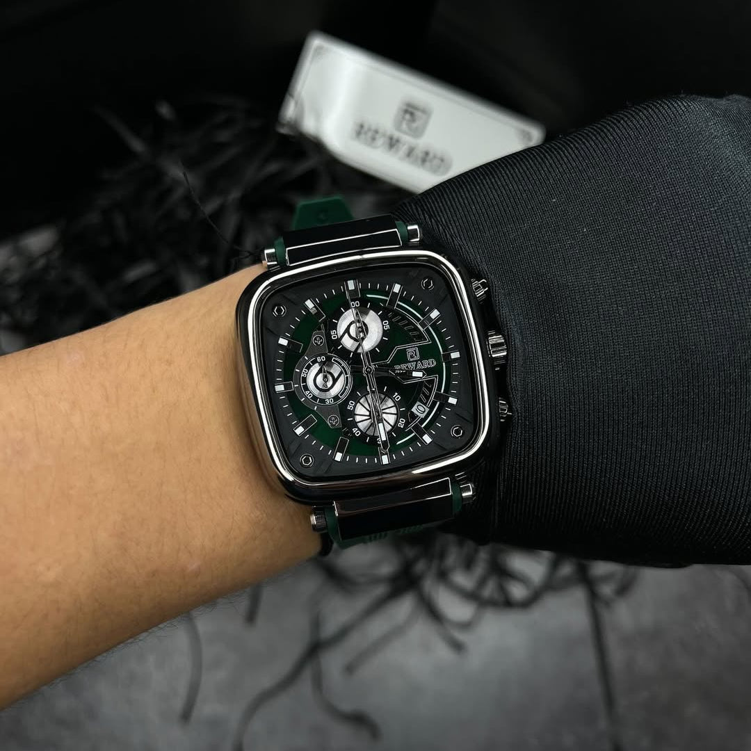 RELOJ MASCULINO DE LUJO REWARD VIP MONACO GREEN 44 MM CON CRONÓGRAFO ELEGANTE